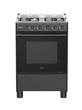 Cocina a Gas 24" Midea 4 Quemadores Negra